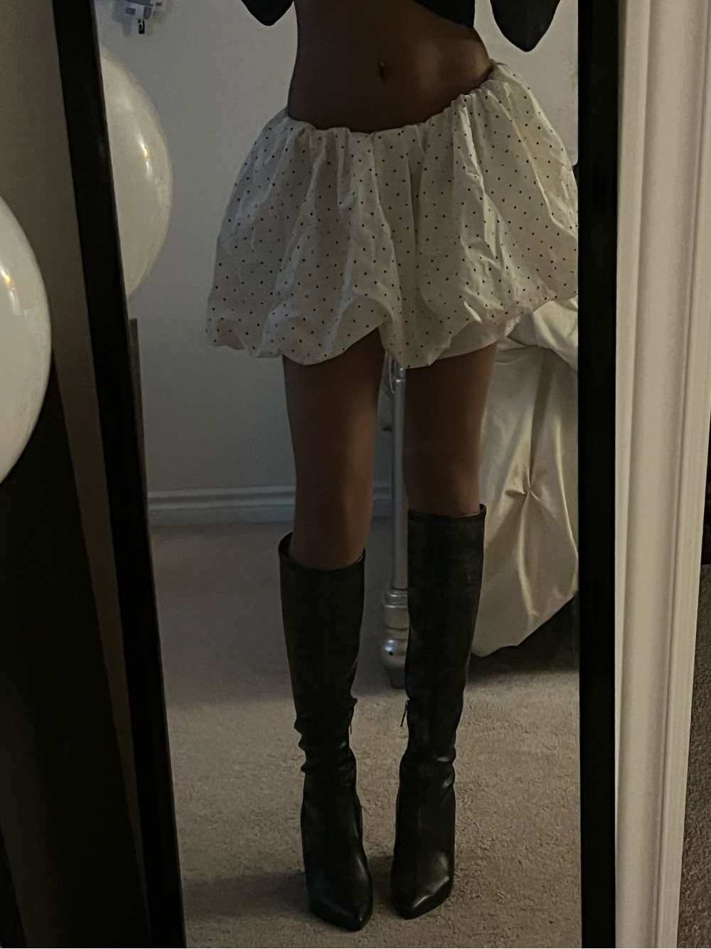 Polka Dot White Bubble Skirt